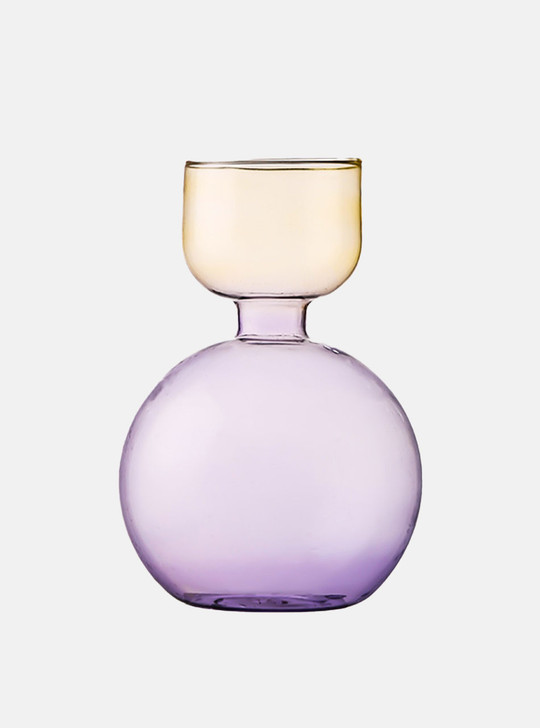 "Sweet" Geometric Duo-Colour Glass Vase - Purple