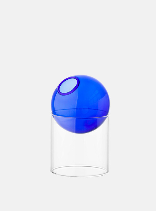 "Round" Colourful Geometric Design Glass Vase - Blue