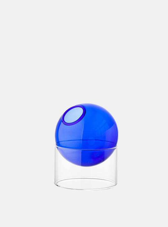 "Round" Colourful Geometric Design Glass Vase - Blue