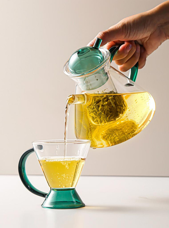 "Grun" Green Cone Shape Borosilicate Glass Tea Pot
