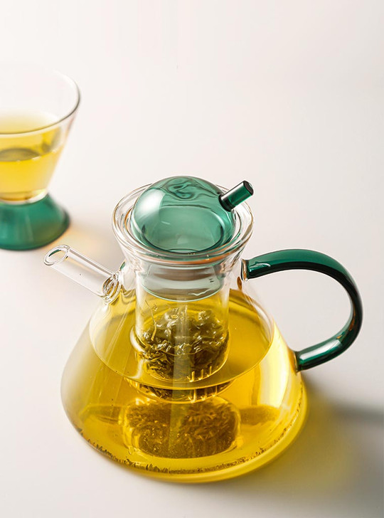 "Grun" Green Cone Shape Borosilicate Glass Tea Pot