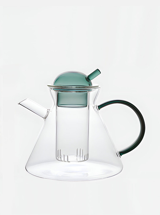 "Grun" Green Cone Shape Borosilicate Glass Tea Pot