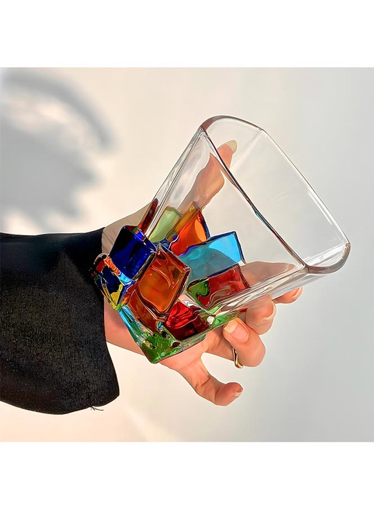 "Antoni" Hand-Painted Crystal Tumbler - Ice (A Pair)