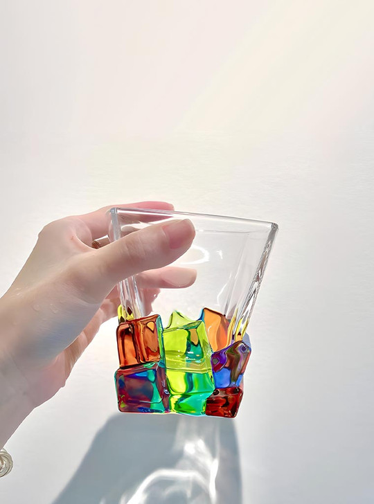 "Antoni" Hand-Painted Crystal Tumbler - Ice (A Pair)