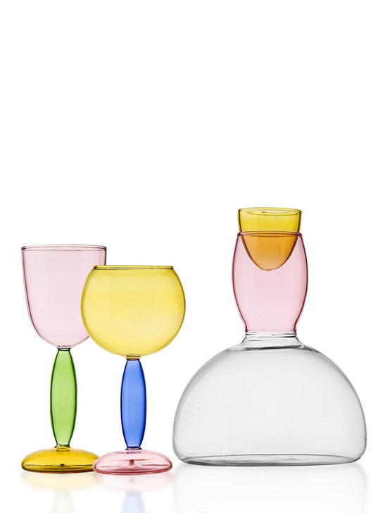 "Sweet" Colourful Crystal Burgundy Glass - Yellow Top