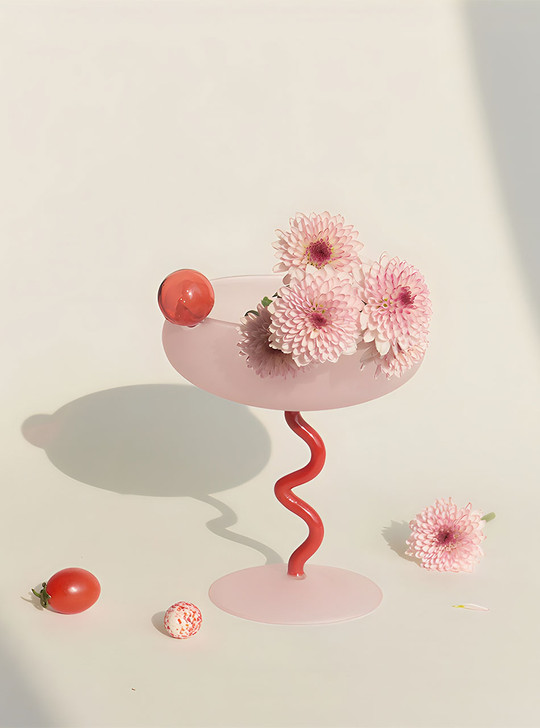 "Lollipop" Fun & Colourful Coupe Glass - Pink