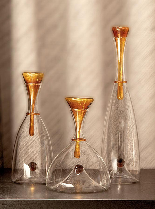 "Pearl" Elegant Amber Crystal Decanter - Large