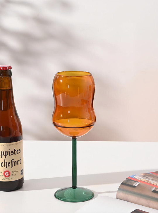"Bubble" Coloured Wine Glass - Amber