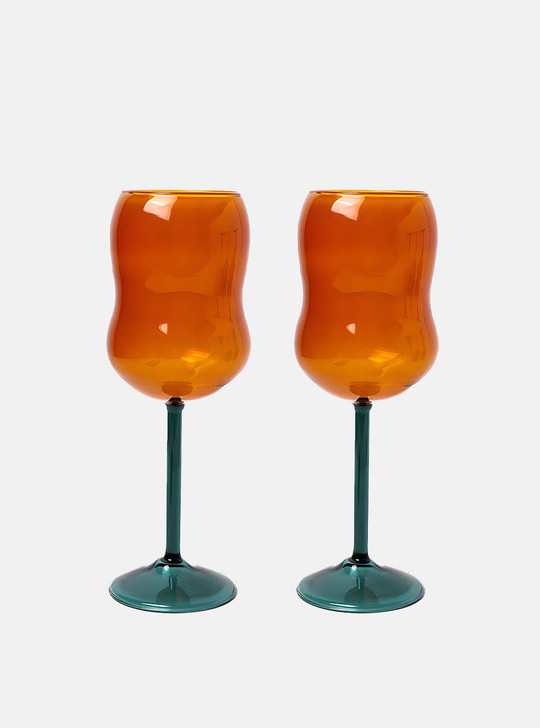 "Bubble" Coloured Wine Glass - Amber