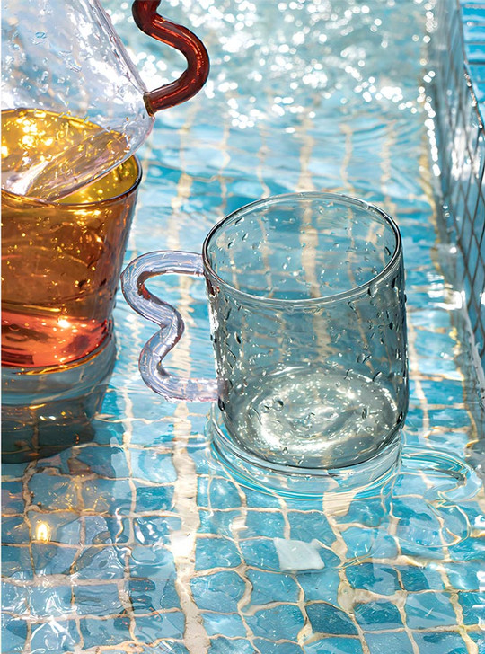 detial image of  the unique coloured glass drinkware