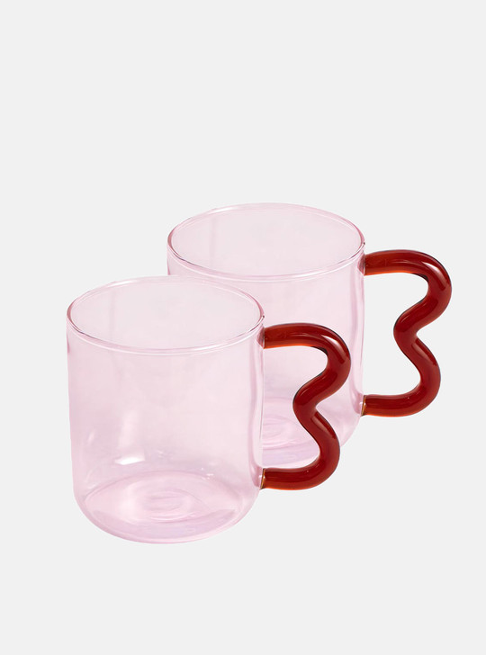 pink wavy glass cup