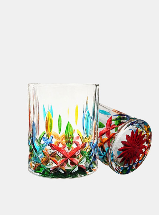 "Blossom" Hand-painted Crystal Tumbler - Red