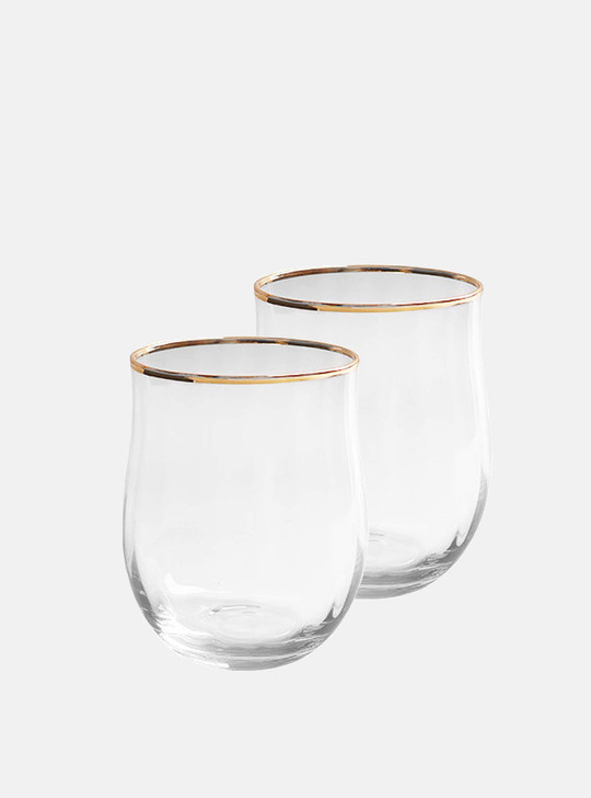 "Petal" Gold Edge Classic Stemless Glass