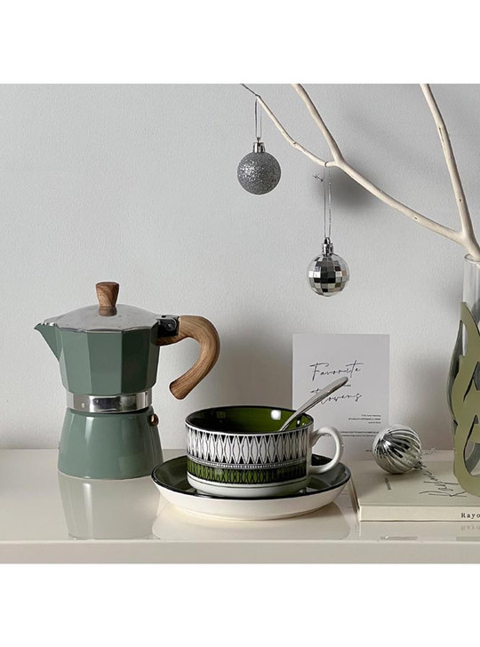 "Le Pull" Retro Style Green Striped Coffee Mug