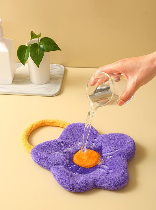 "Fleur" Fun Soft Floral Hand Towels - Purple