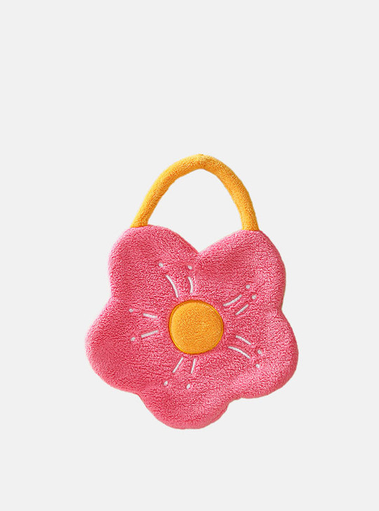 pink flower shape hand towel