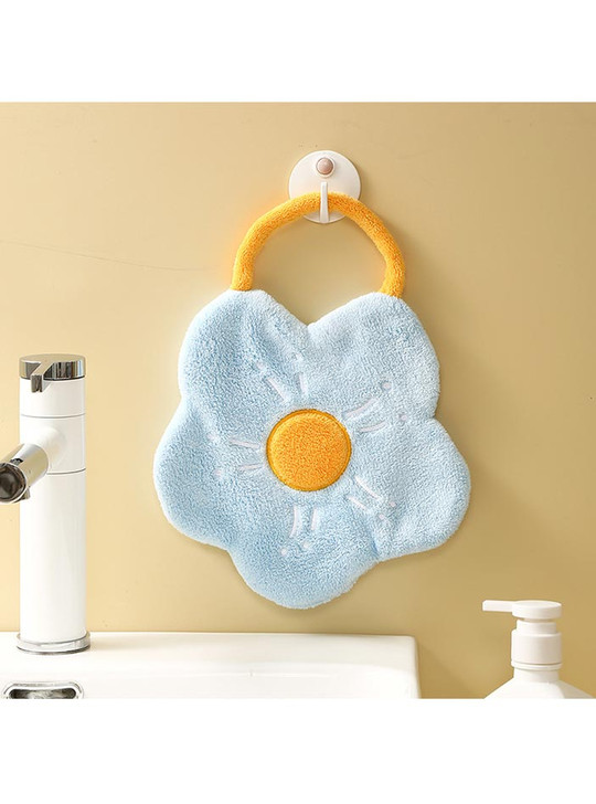 "Fleur" Fun Soft Floral Hand Towels - Baby Blue