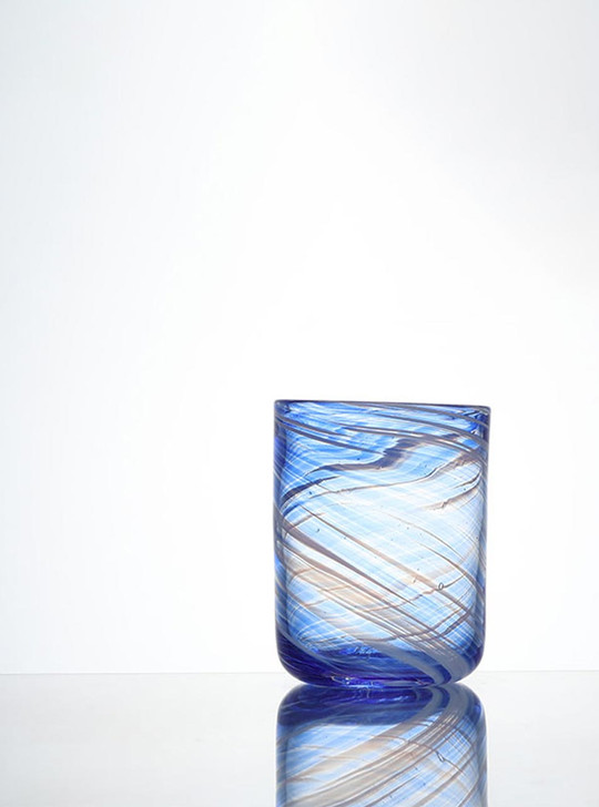 "La Mer" Sea Blue Water Stripes Crystal Tumbler