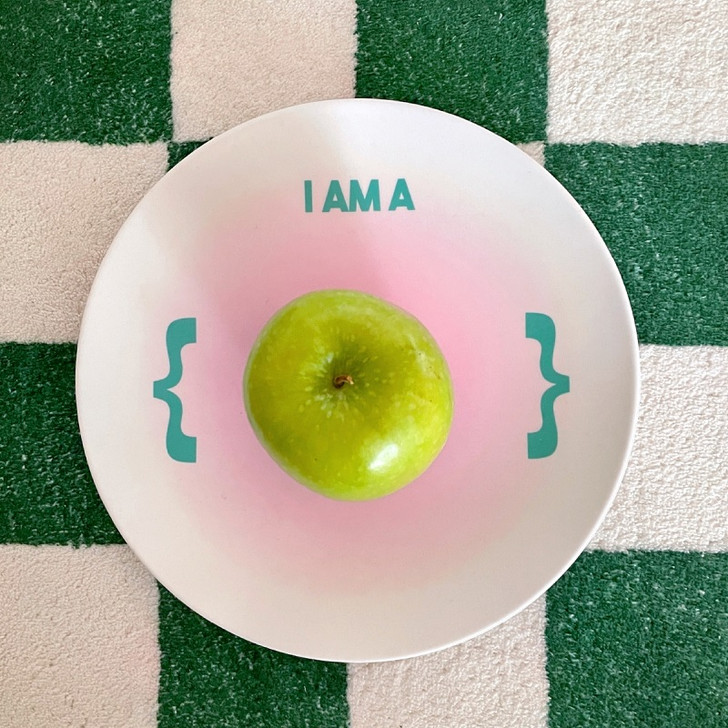 "I Am A?" Pink Gradient Funky Pop Art Bamboo Plate
