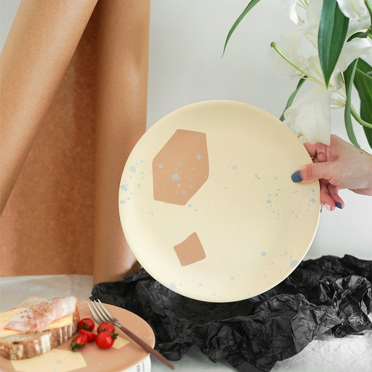 "Geometrie" Scandi Style Pattern Bamboo Fibre Plate - Creme