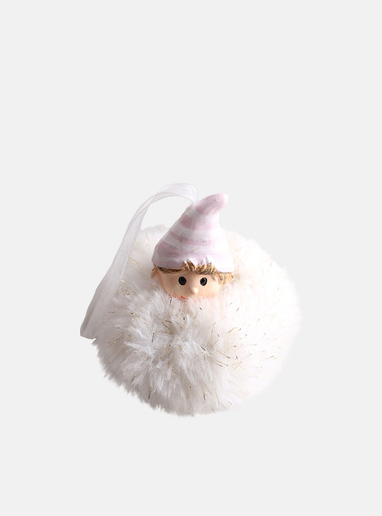 Cute & Fluffy White Hat Angel Christmas Ornament