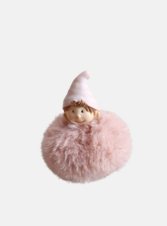 Cute & Fluffy Pink Hat Angel Christmas Ornament