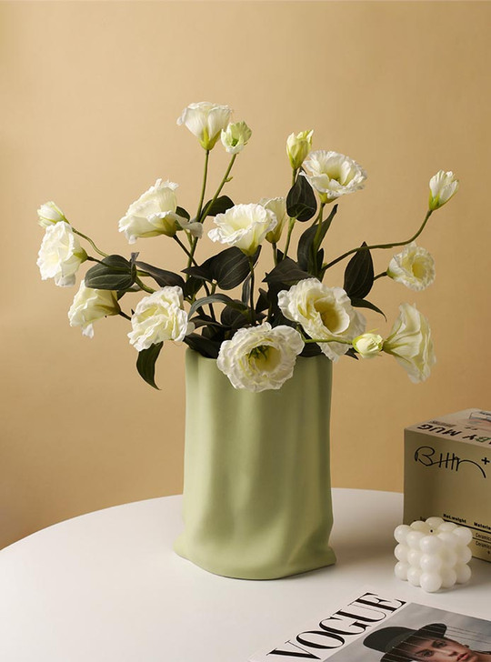 Paper Bag Ceramic Vase - Mint "Le Papier"