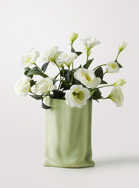 mint green paper bag ceramic vase