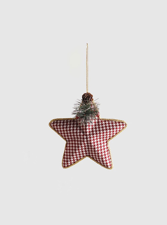 Christmas Tree Houndstooth Pinecone Ornament - Small Star