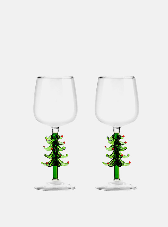 "Arbre" Green Christmas Tree Decoration Wine Glass