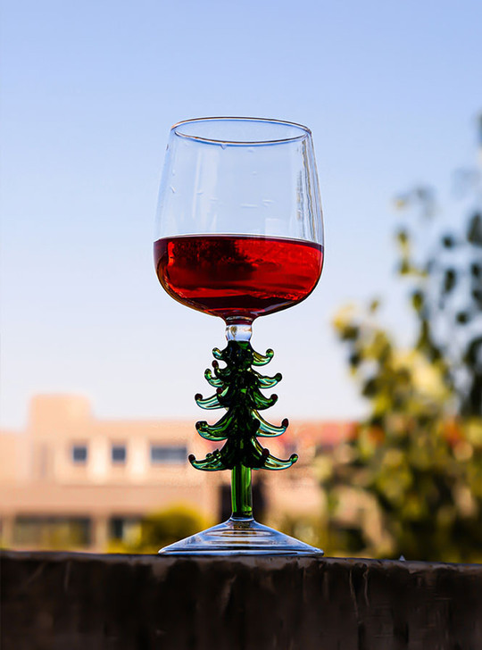 "Arbre" Green Christmas Tree Decoration Wine Glass