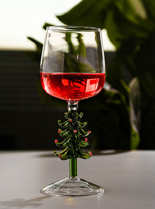 "Arbre" Green Christmas Tree Decoration Wine Glass