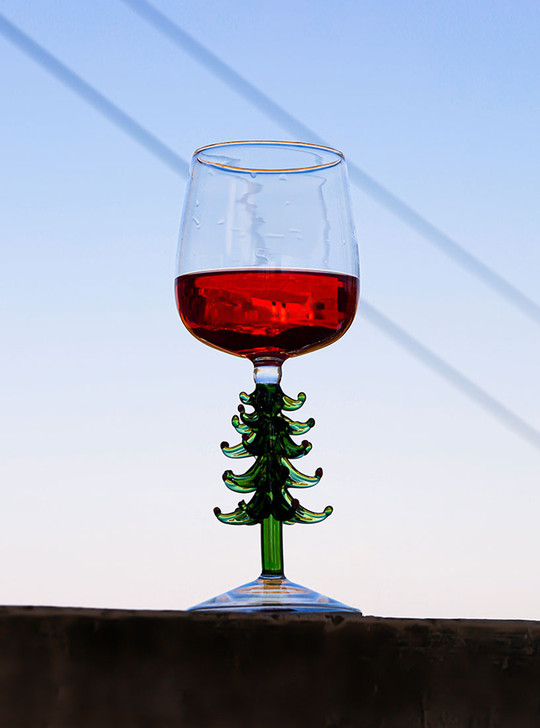 "Arbre" Green Christmas Tree Decoration Wine Glass
