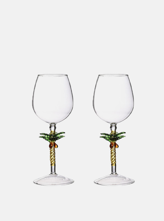 "Arbre" Palm Tree Decoration Wine Glass