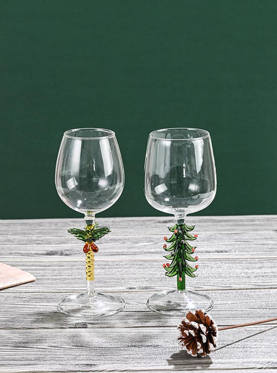 "Arbre" Palm Tree Decoration Wine Glass