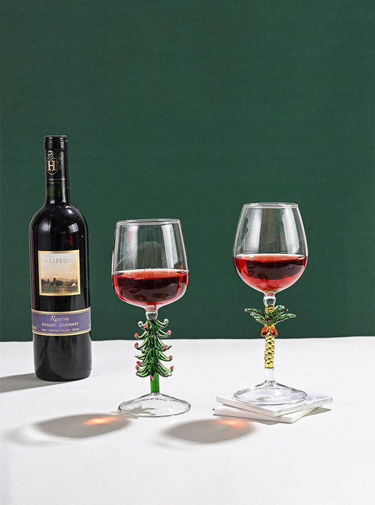 "Arbre" Palm Tree Decoration Wine Glass