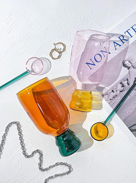 "Bubble" Coloured Drinking Glass - Amber