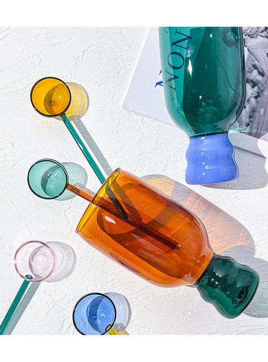"Bubble" Coloured Drinking Glass - Aqua