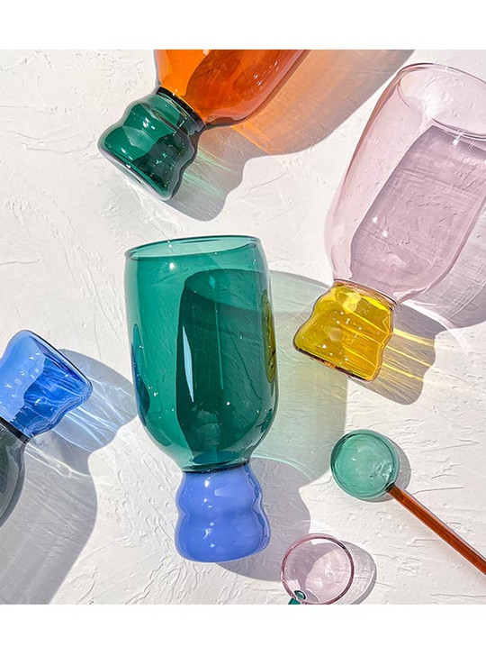 "Bubble" Coloured Drinking Glass - Aqua