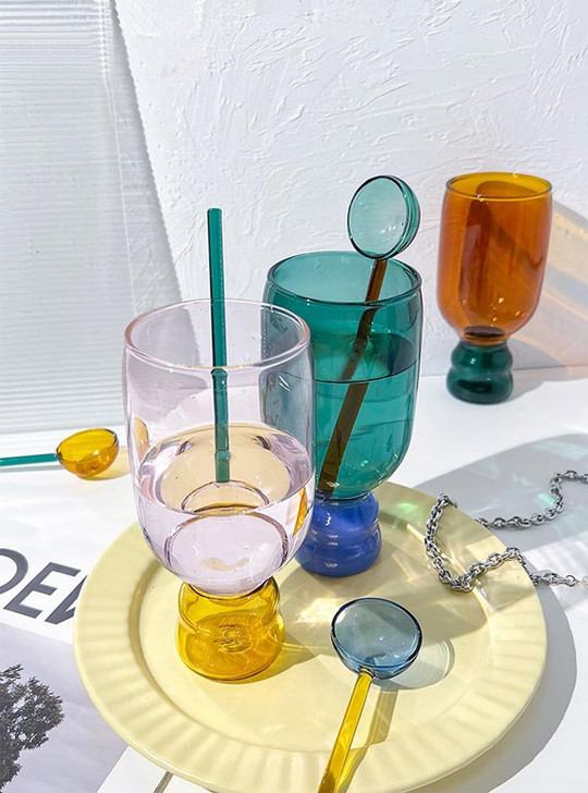 "Bubble" Coloured Drinking Glass - Aqua