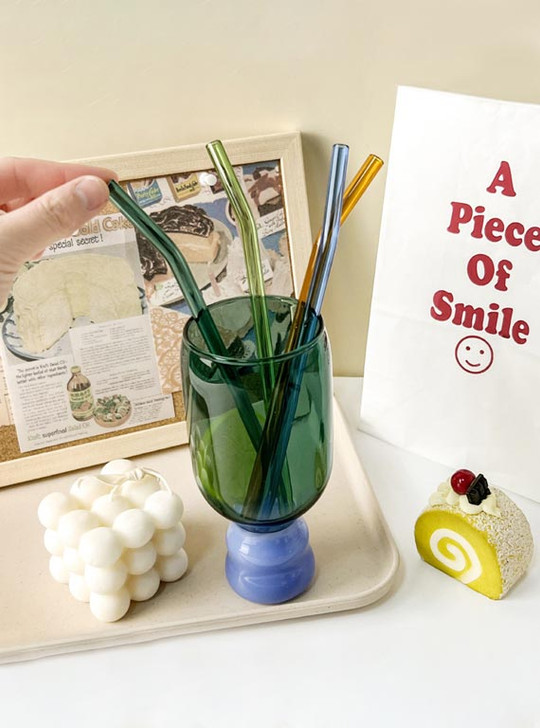 "Bubble" Coloured Drinking Glass - Aqua