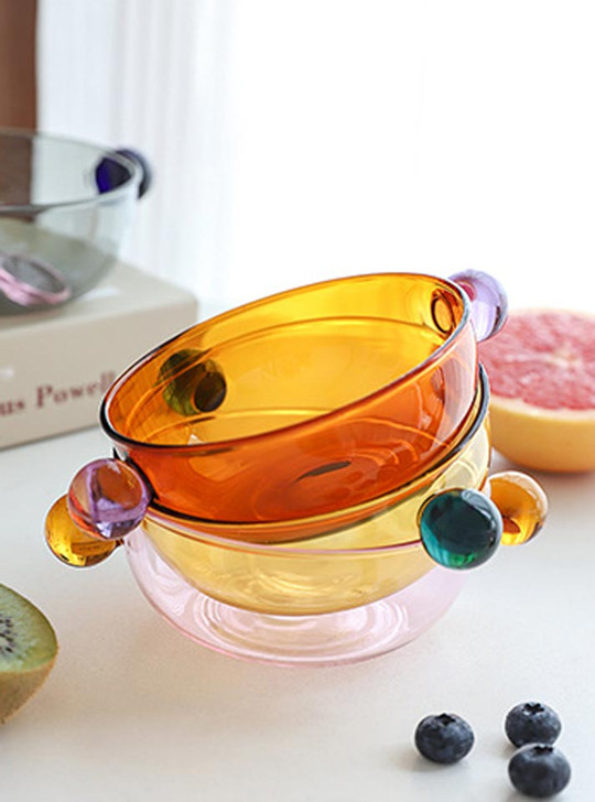 "Lollipop" Colour Block Heat Resistant Glass Bowl - Amber
