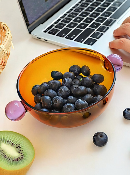 "Lollipop" Colour Block Heat Resistant Glass Bowl - Amber