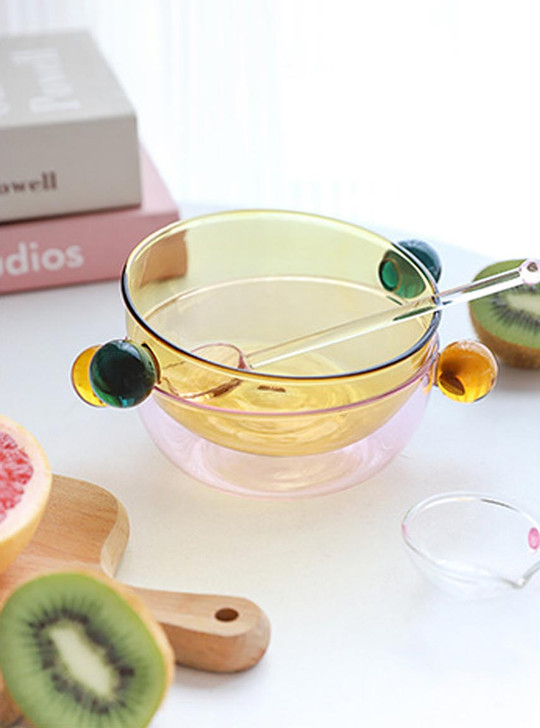 "Lollipop" Colour Block Heat Resistant Glass Bowl - Yellow