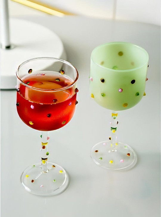 "Gemme" Colourful Sugar Bean Wine Glass - Clear