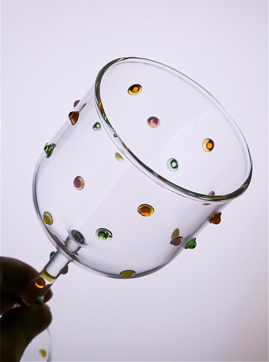 "Gemme" Colourful Sugar Bean Wine Glass - Clear