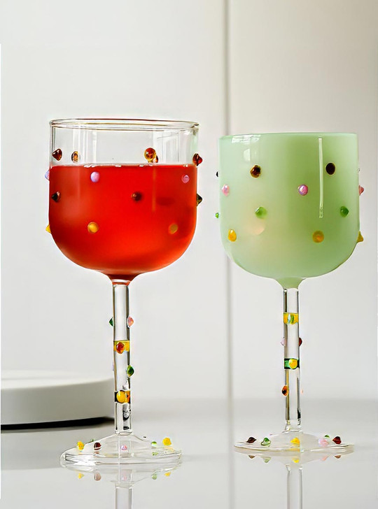 "Gemme" Colourful Sugar Bean Wine Glass - Green