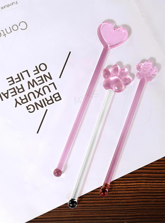 "Sakura" Cute Cat Paw Glass Stirrer