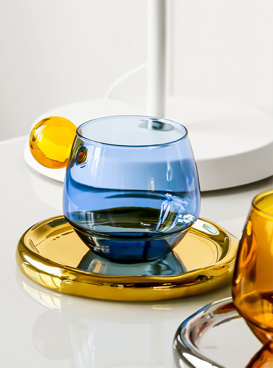 "Lollipop" Colour Block Heat Resistant Glass Mug - Amber