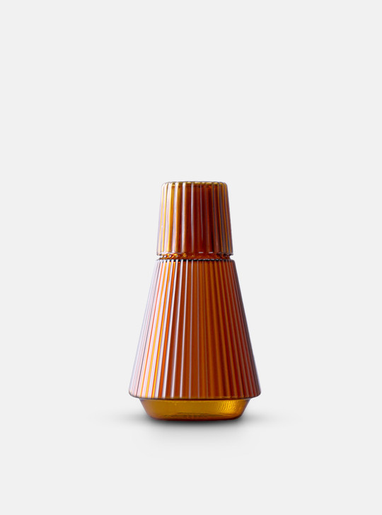 "Geometry" Classic Striped Carafe with Tumbler Glass - Amber